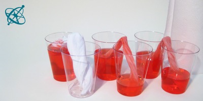 Sciensation hands-on experiment for school: A wick game ( chemistry, water, capillary action)