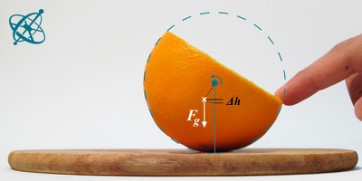 Sciensation hands-on experiment for school: Swinging fruits ( physics, math, mechanics, center of gravity, angular momentum, balance, geometry)